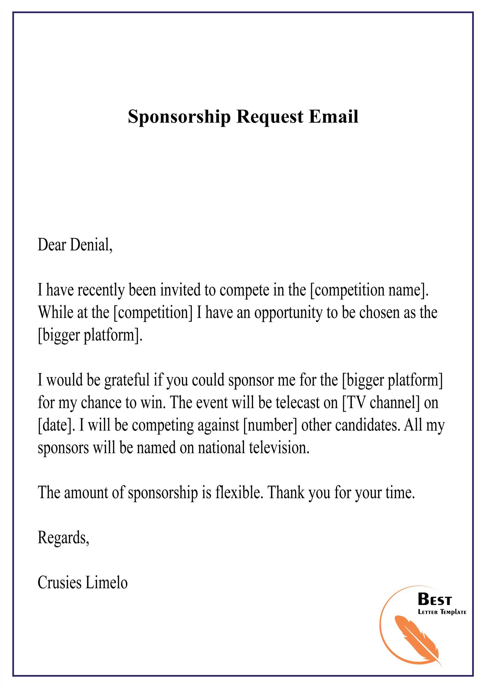 template letter asking for sponsorship