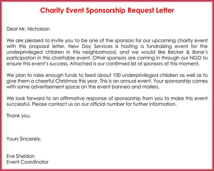 template letter asking for sponsorship