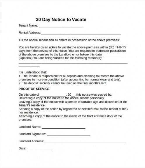 template letter notice to landlord