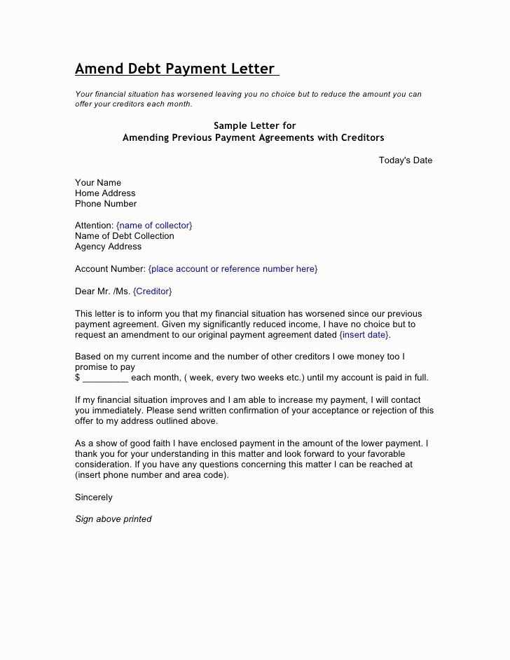 template letter to creditors after death