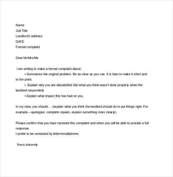 template letter to landlord