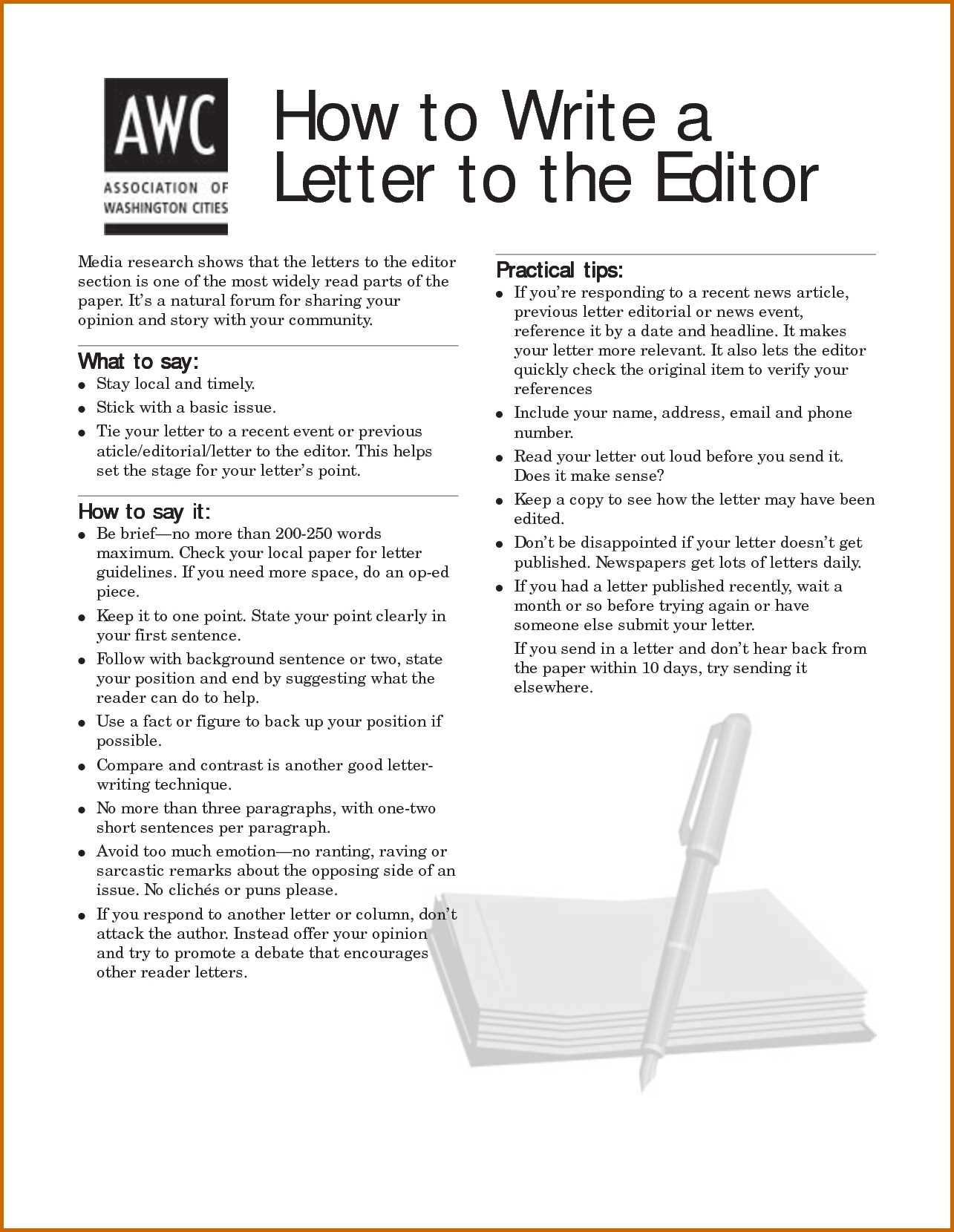 template letter to the editor