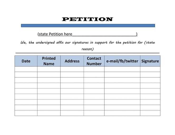 template of petition letter