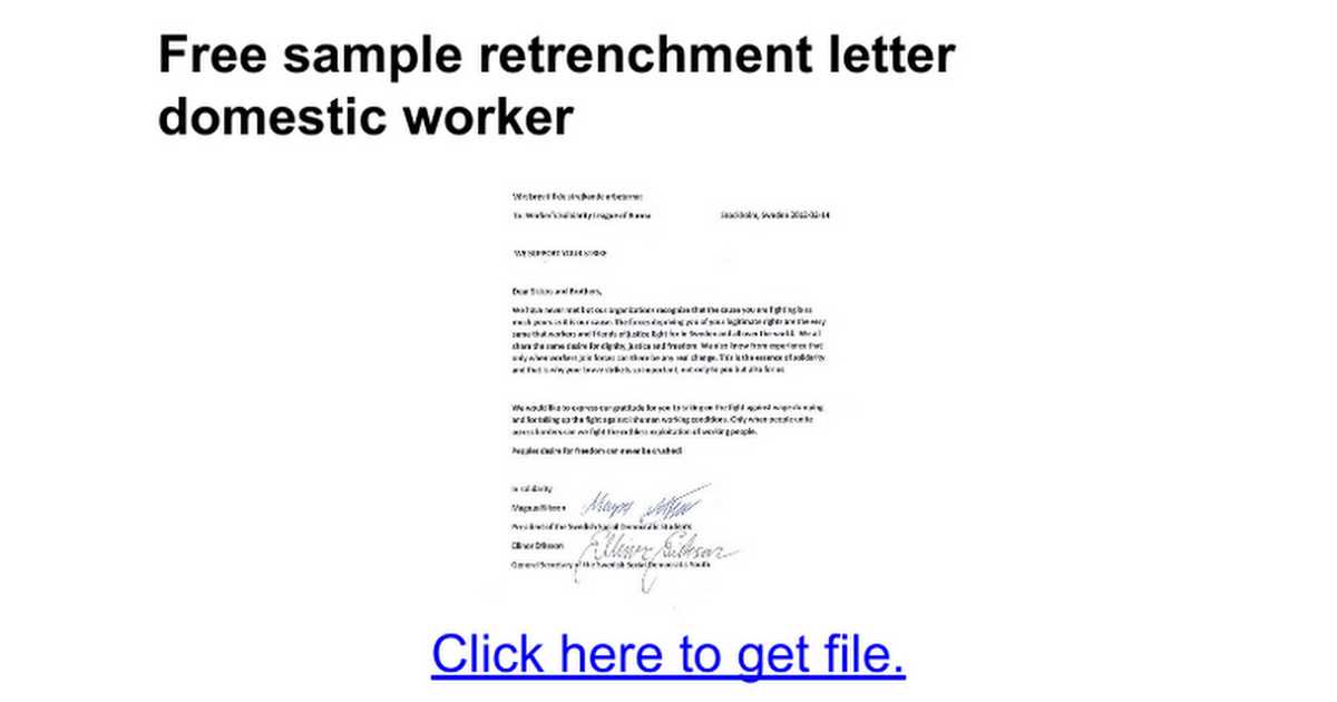 template retrenchment letter