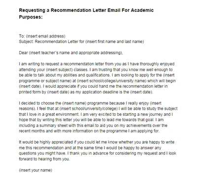 template to request letter of recommendation