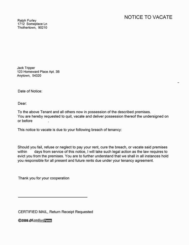 tenant letter to vacate template