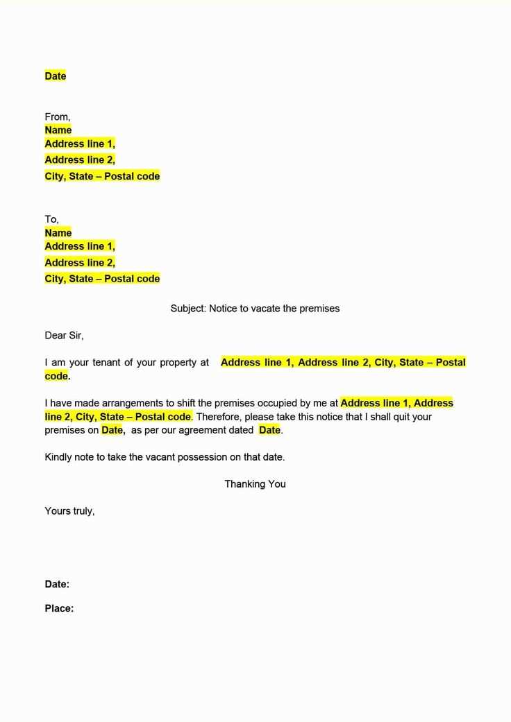 tenant letter to vacate template