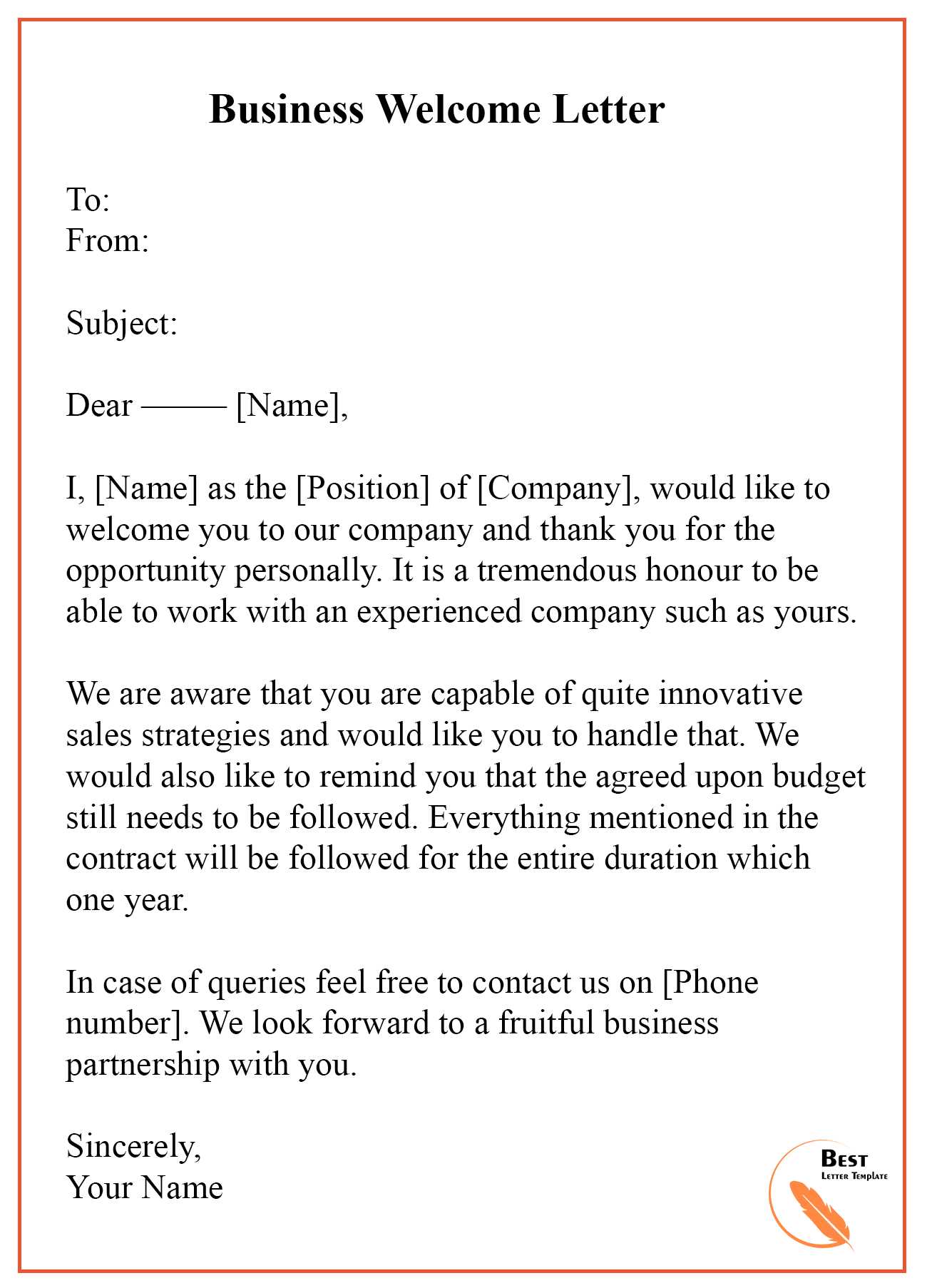 tenant welcome letter template