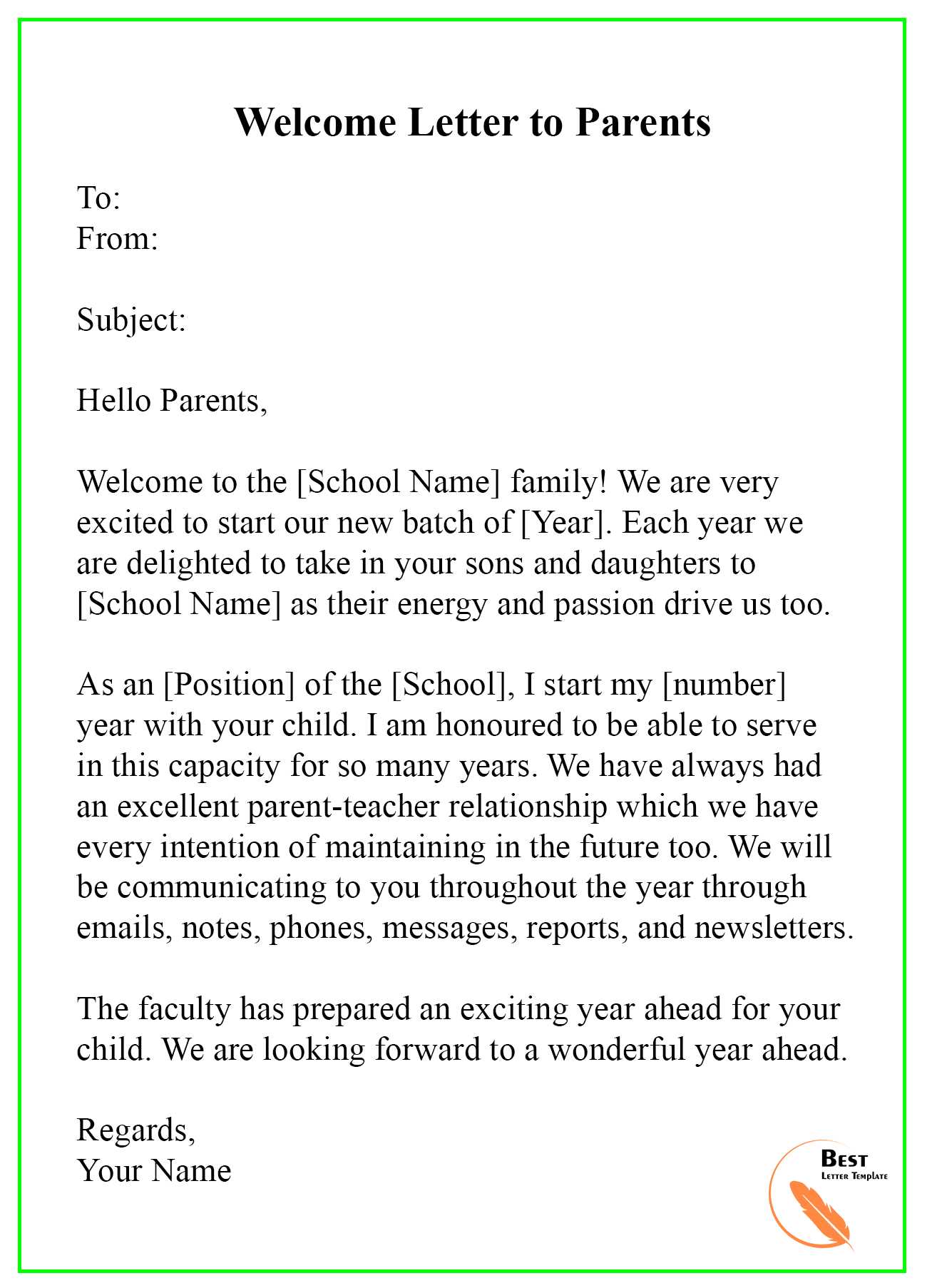 tenant welcome letter template