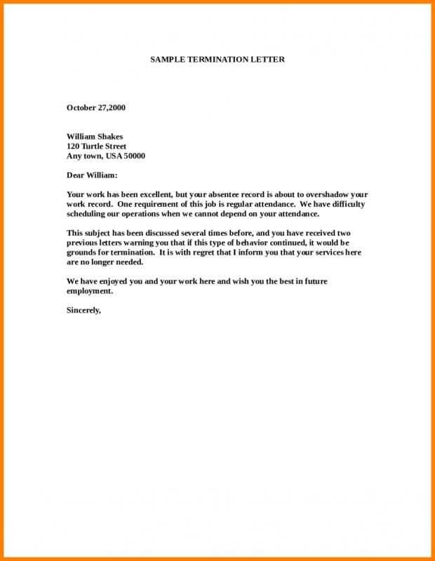 termination letter for cause template