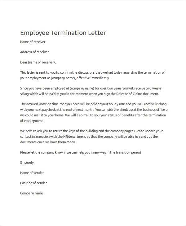 termination letter templates