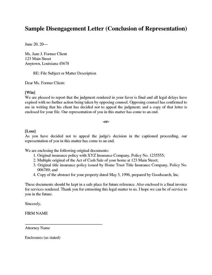 termination of representation letter template