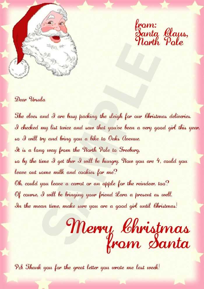 thank you letter to santa template