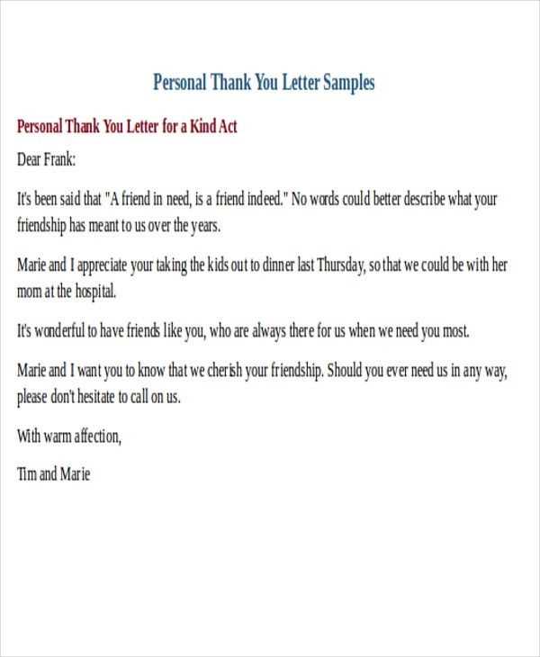 thank you letter writing template