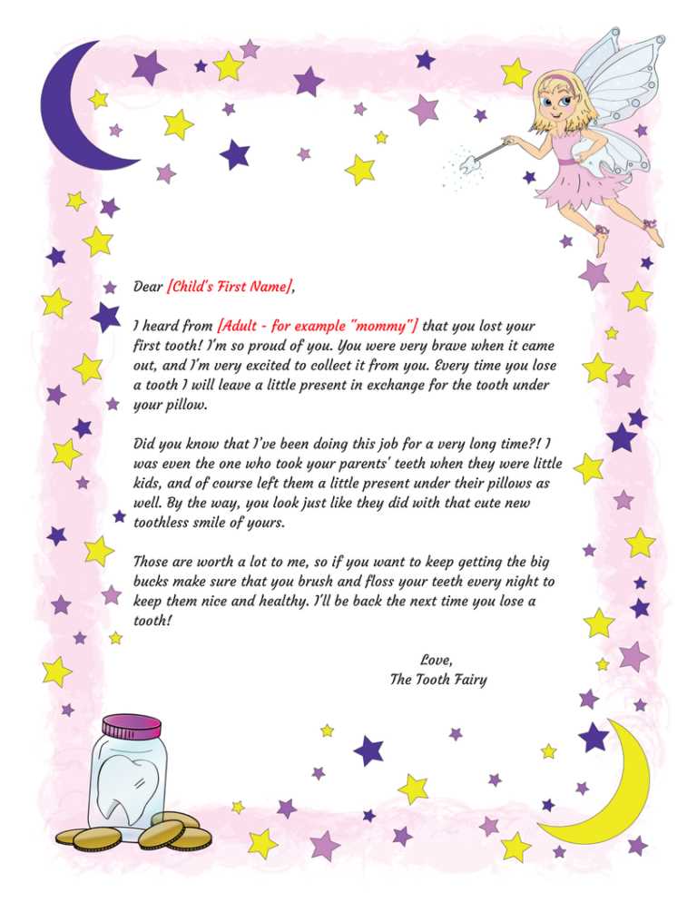 tooth fairy apology letter template