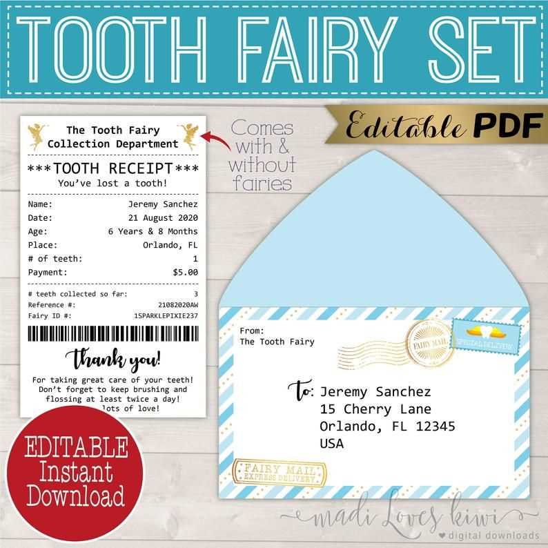 tooth fairy letter template editable