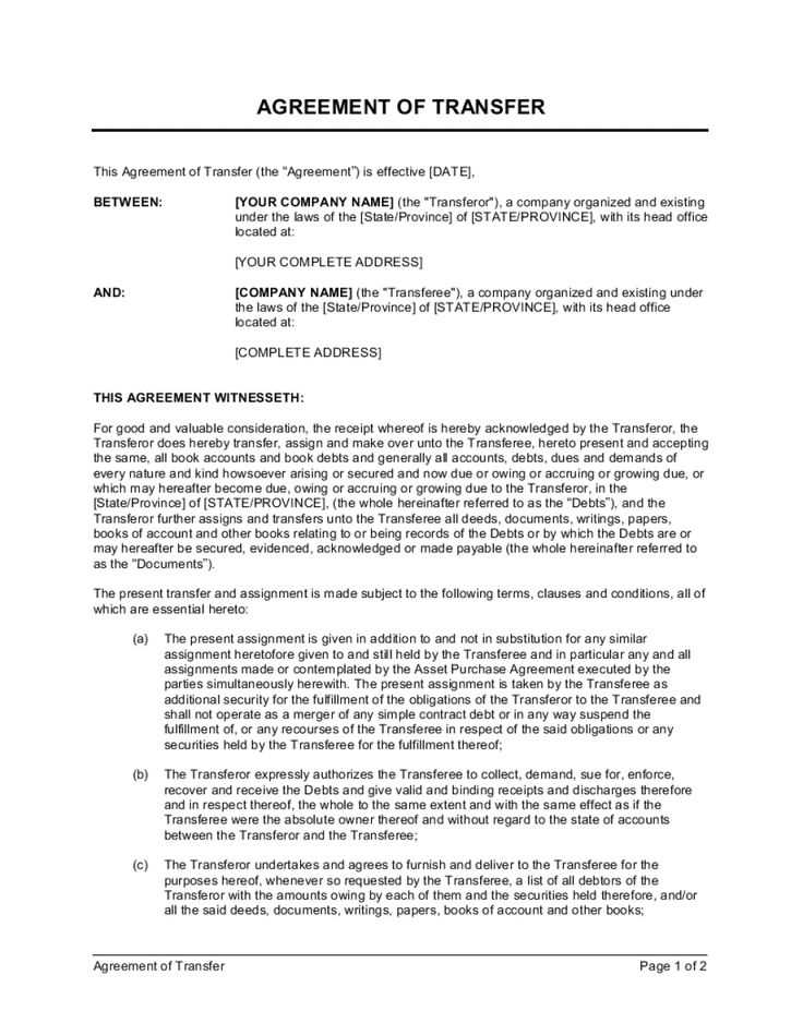 transfer of ownership letter template