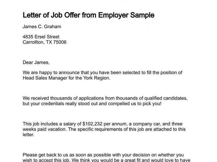 unconditional job offer letter template