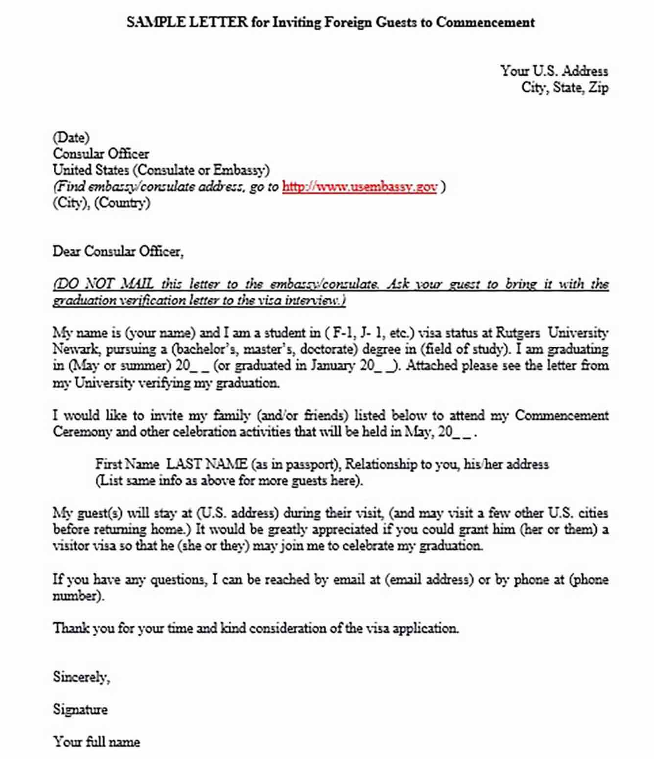 us embassy invitation letter template