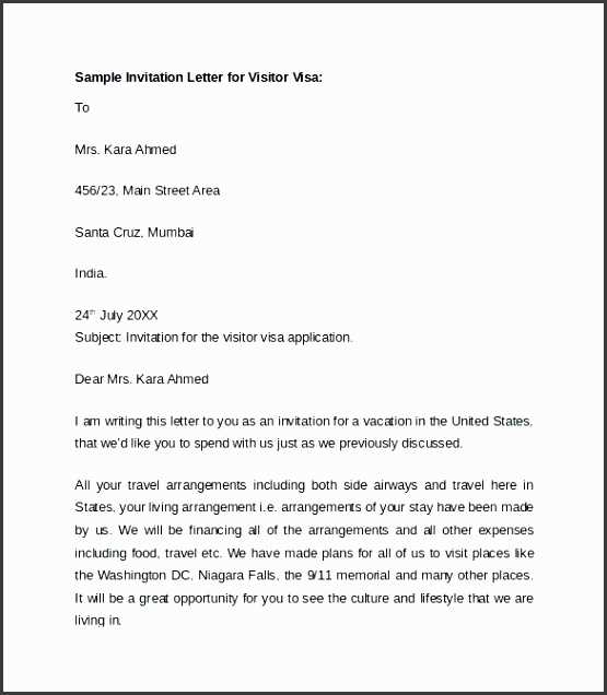 us visa invitation letter template