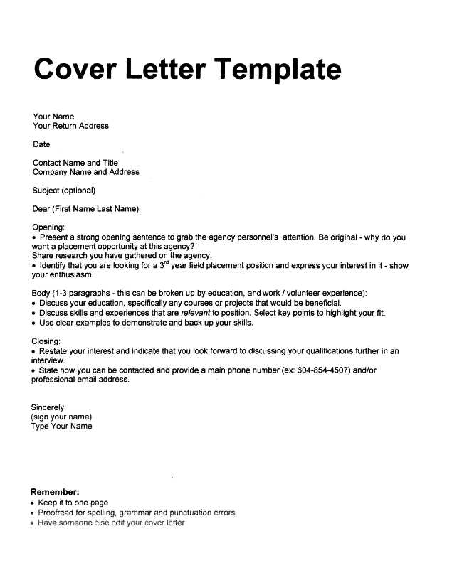 veterinary cover letter template