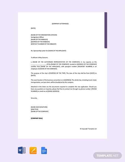 visa sponsor letter template