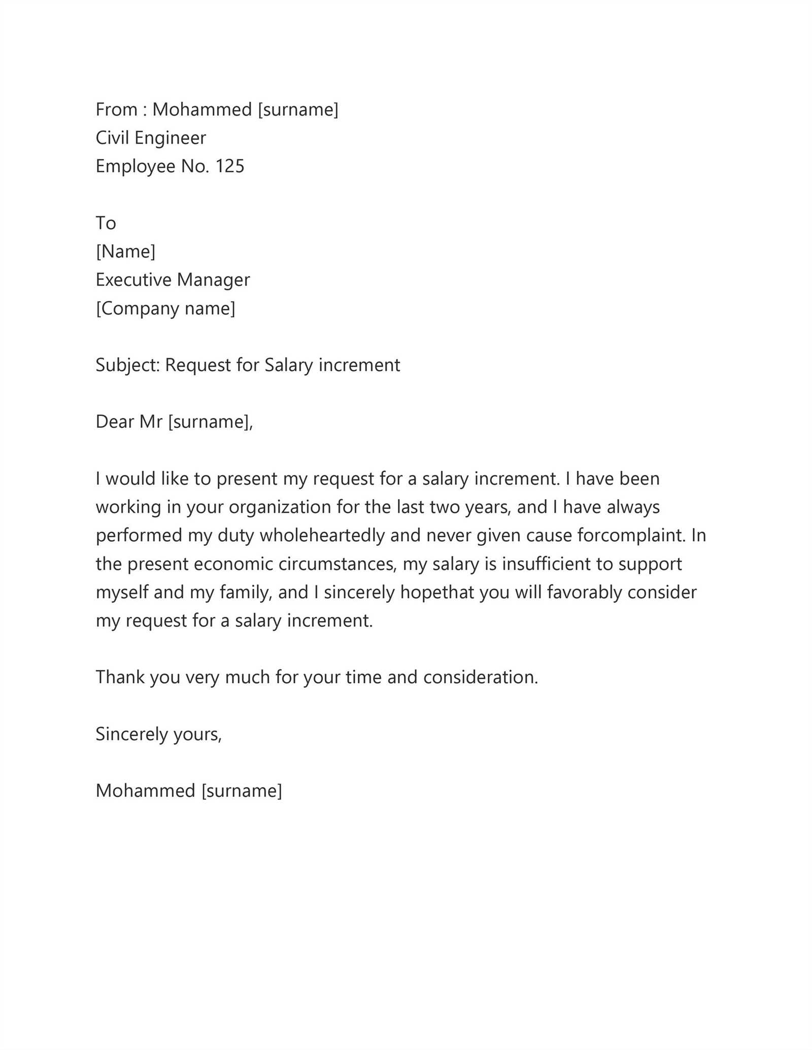 wage increase letter to employee template