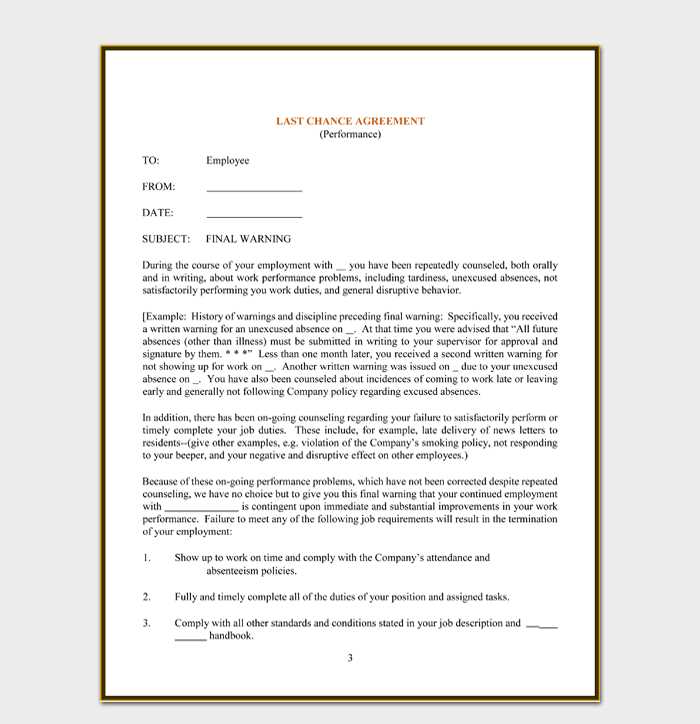 warning letter template for absenteeism