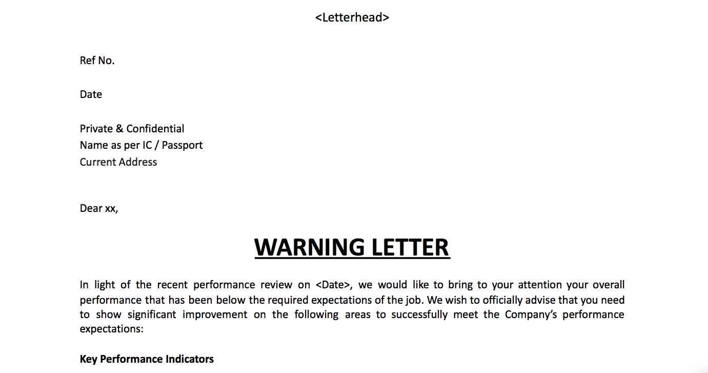 warning letter template for misconduct