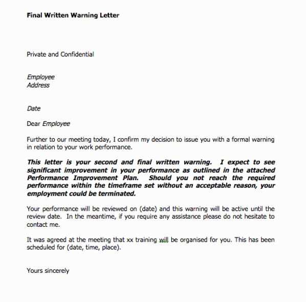 warning letter to staff template