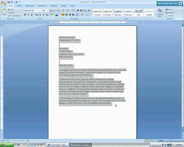 word 2007 letter template