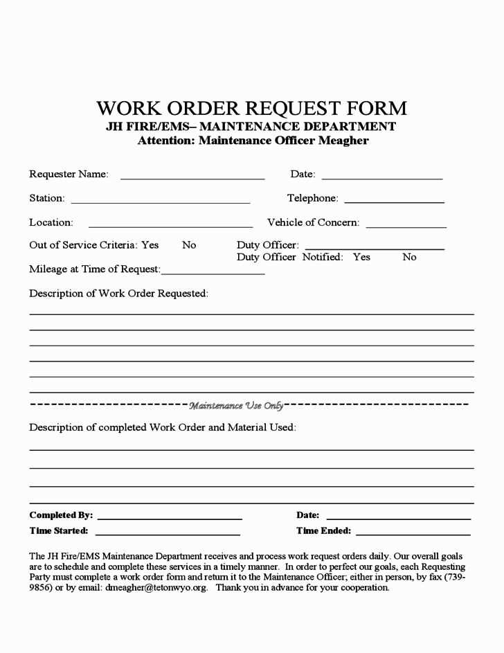 work order letter template