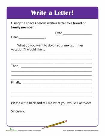 writing a letter template for kindergarten