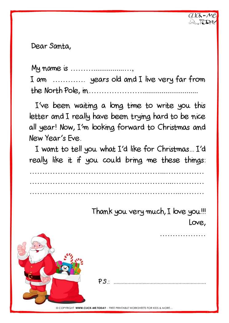 writing a letter to santa claus template