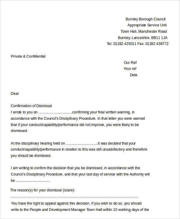 written warning appeal letter template