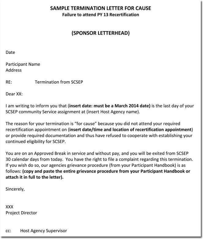 wrongful termination letter template