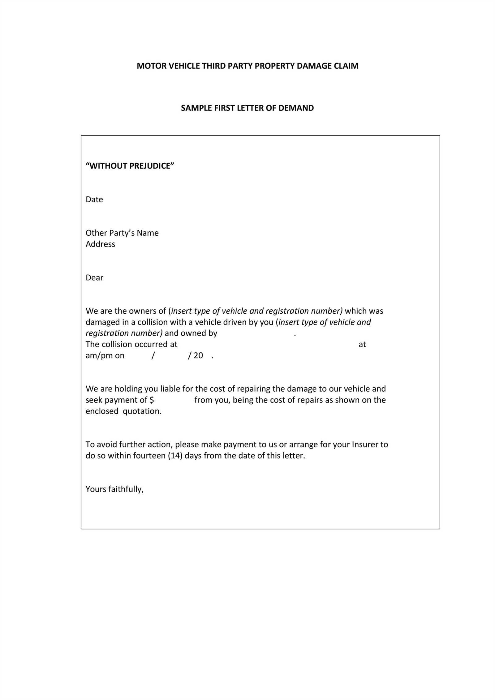 zero demand letter template