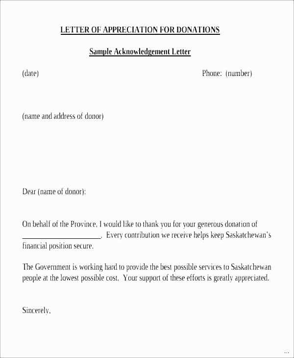 non profit donation acknowledgement letter template