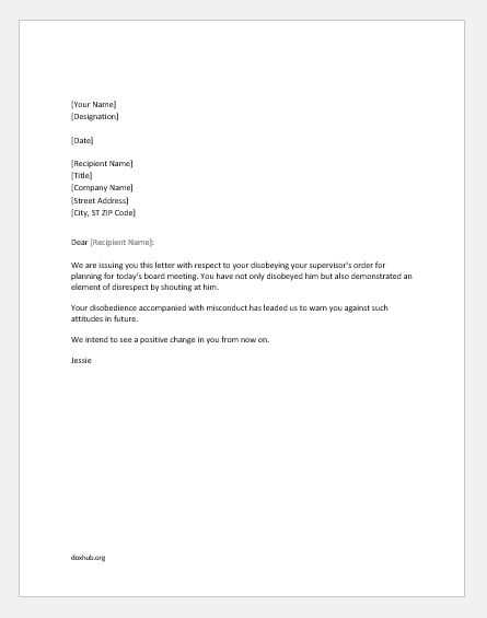 absenteeism warning letter template