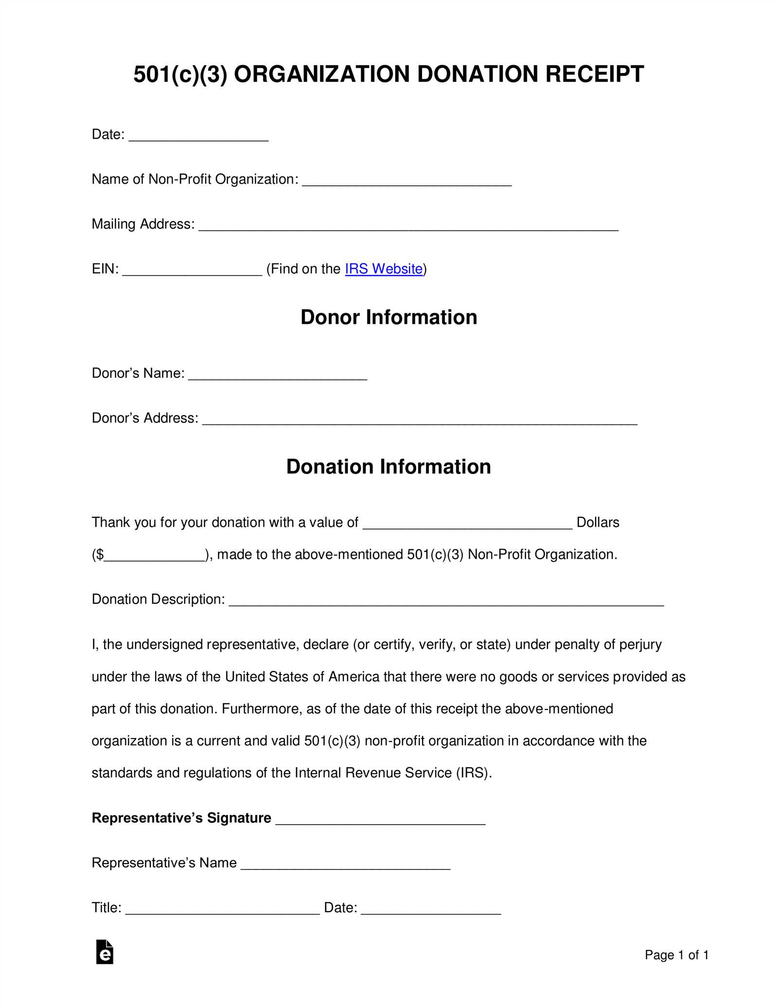 printable donation receipt letter template