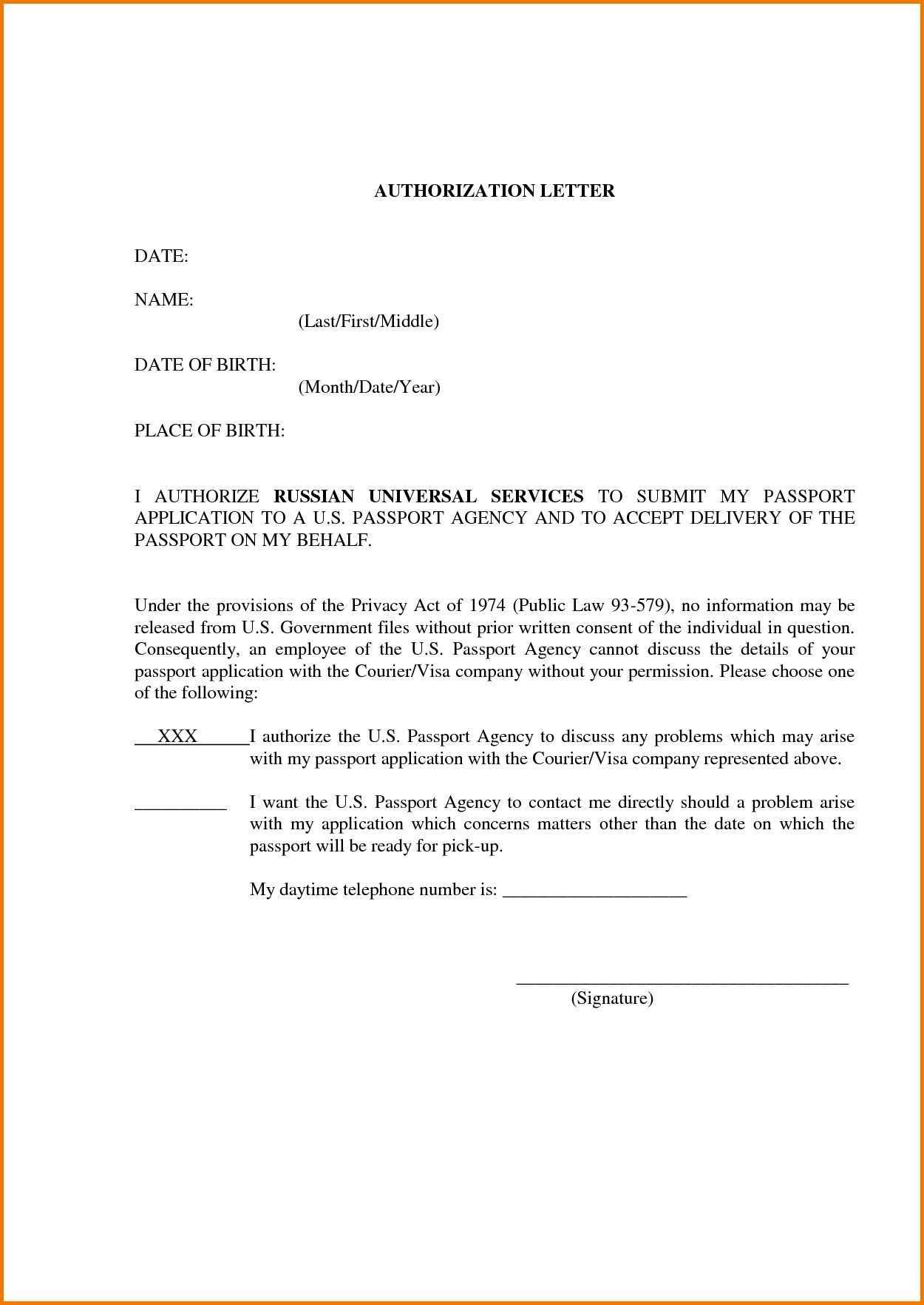 authorization letter template to act on behalf