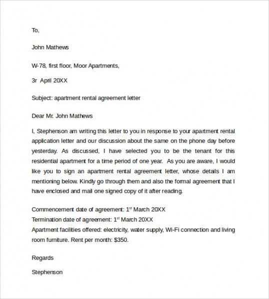 agreement letter template word