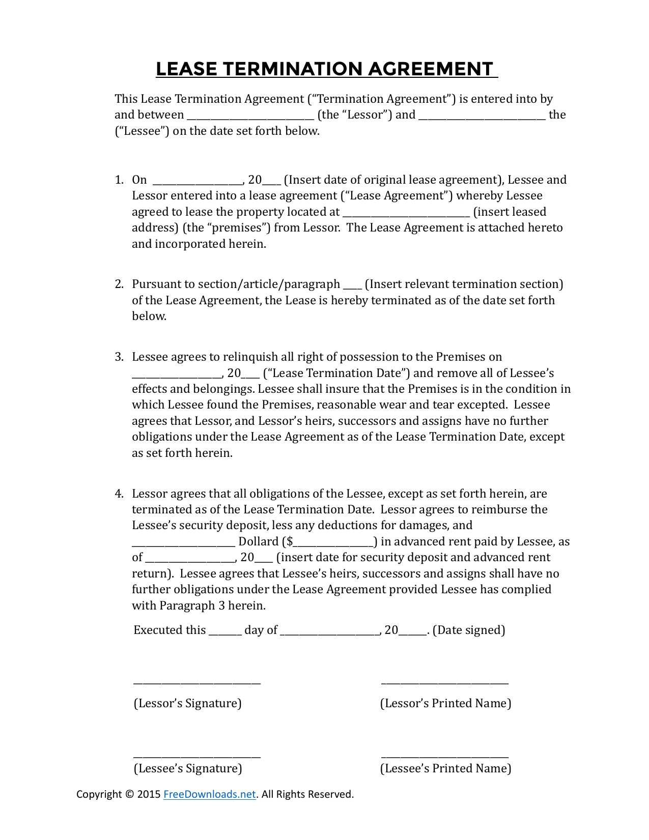 agreement termination letter template