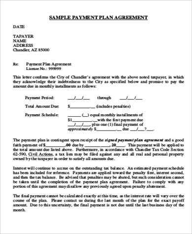 agreement to pay letter template