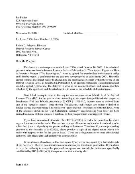 letter to the irs template