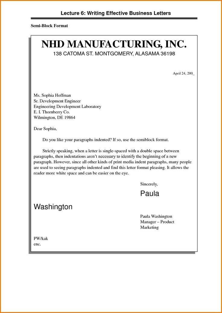 full block style business letter template