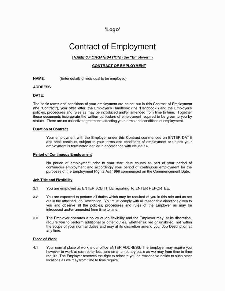 amendment change of employment contract letter template