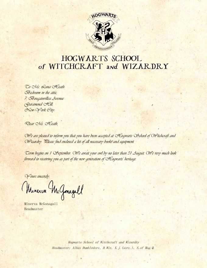 acceptance letter hogwarts template