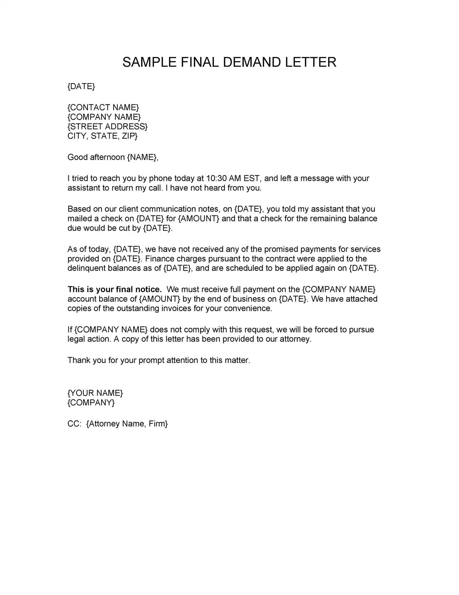 free demand letter template download