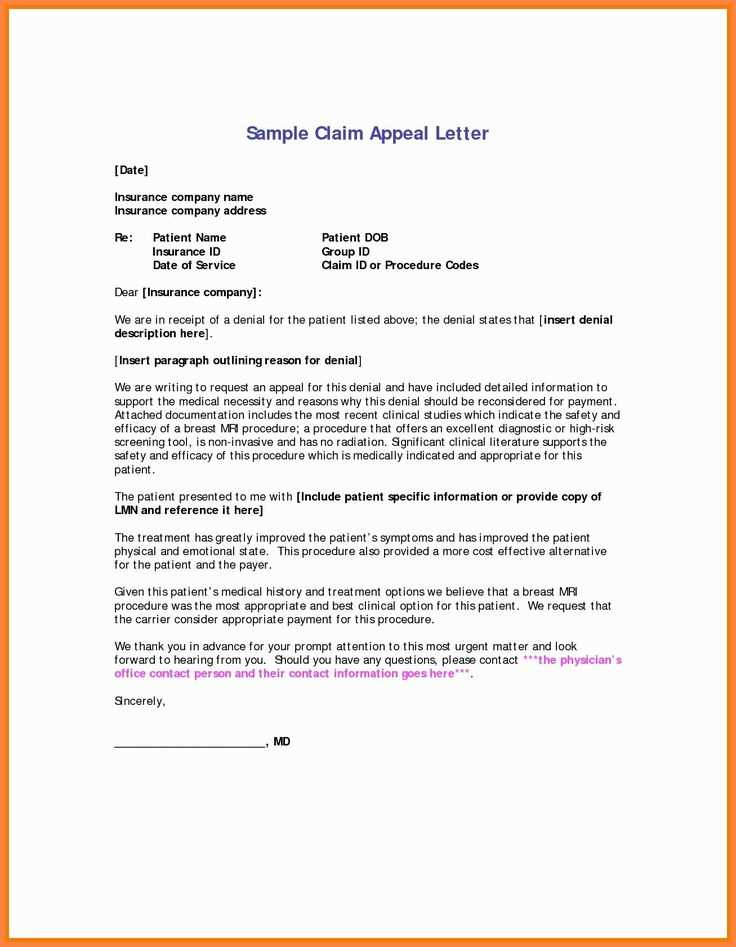 appeal letter template to insurance company